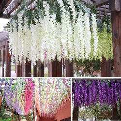 Artificial Flower Rattan Wreath Arch Wedding Home Garden Office Decoration Pendant Plant Wall Decoration
