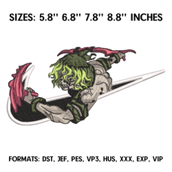 nike gyutaro embroidery design file, kimetsu no yaiba anime embroidery design, demon slayer anime embroidery design