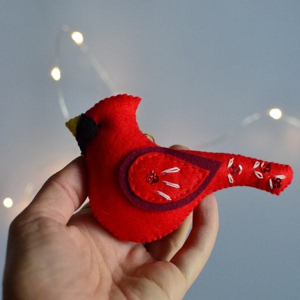 Felt Cardinal Pattern Cardinal Sewing PDF Pattern DIY Felt Plushie Christmas - Inspire Uplift
