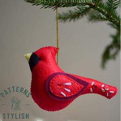 Create a Cozy Christmas with Our Cardinal Sewing PDF Pattern - DIY Felt Plushie Ornament