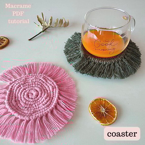 Macrame Coaster PDF Pattern / Macrame Coaster Instructions / - Inspire ...