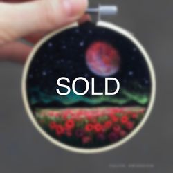 (9cm) space embroidered and needle felted painting