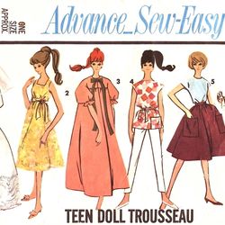 barbie vintage sewing pattern pdf fashion dolls size 11 1/2 inches advance 3376