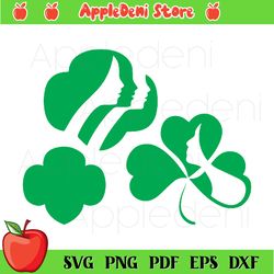 girl scout trefoil svg, st patrick svg, woman svg, green shamrock svg, st patrick's day leprechaun svg