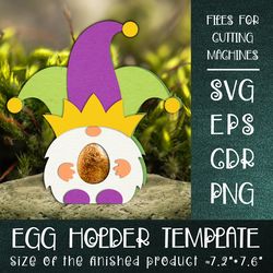 King Gnome | Mardi Gras Egg Holder Template SVG
