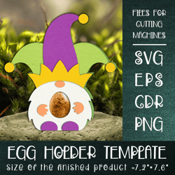 king gnome | mardi gras egg holder template svg