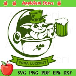 st patrick day baby yoda svg, yoda luckiest, beer mug svg