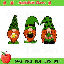 st patrick day svg, three gnomes holding clover svg, irish gnome svg