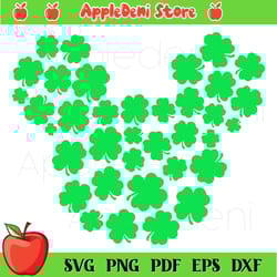 mickey inspired clover ears svg, patrick day svg, st. patrick svg, green shamrock svg