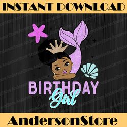 melanin birthday girl mermaid party african american kids blm, freedom, black woman, since 1865 png sublimation