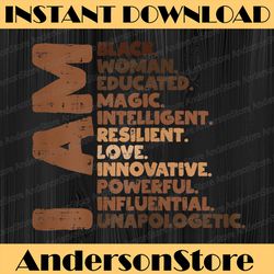 i am black woman melanin africa pride history bhm blm, freedom, black woman, since 1865 png sublimation