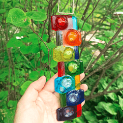 Fused glass  handmade rainbow sun-catcher, one of a kind