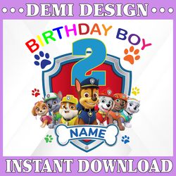 paw patrol chase birthday png, paw patrol birthday png family custom age and name birthday custom gift raglan kids famil
