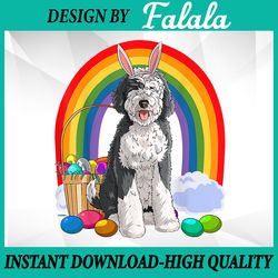 happy easter eggs png, bunny dog sheepadoodle png, dog easter bunny png, easter png, digital download