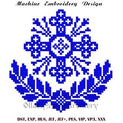 Orthodox cross with floral border machine embroidery design