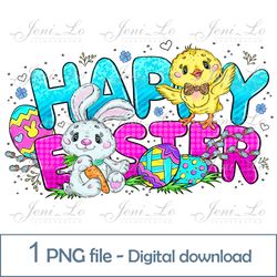 Easter Bunny Chick 1 PNG file Happy Easter clipart Cute Easter animals design First Easter gift Sublimation Digital