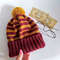 Griffindor pompom hat handknit women hat Christmas gift for her Warm hats Winter hat Griffindor hat Women hats
