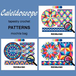 3 CROCHET PATTERNS / Tapestry crochet bag / wayuu mochila bag / SET CALEIDOSCOPE - 77