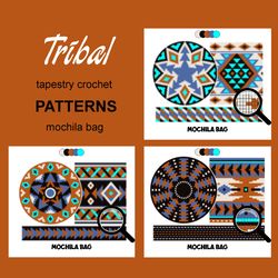 3 CROCHET PATTERNS / Tapestry crochet bag / wayuu mochila bag / SET TRIBAL 78