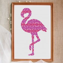 Pink flamingo Cross Stitch pattern Modern flamingo embroidery Exotic cross stitch Summer cross stitch