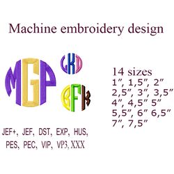 Circle Monogram Embroidery design Letter Machine embroidery designs Initial Embroidery file