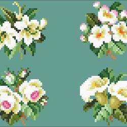 PDF Cross Stitch Pattern - Counted Antique Sampler Flowers - Reproduction Vintage Scheme Cross Stitch 19th century