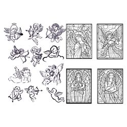 angels bundle svg, angel clipart, angel cricut, angel illustration svg, angel svg, angels silhouette svg