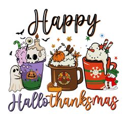 Happy Hallowthanksmas Coffee Png, Thanksgiving Turkey Png