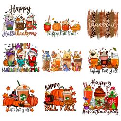 happy fall coffee bundle png, thanksgiving pumpkin png