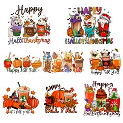 happy hallowthanksmas coffee bundle png, thanksgiving pumpkin png