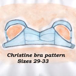 Wireless bra pattern plus size, Christine, Sizes 29-33, Plus size bra sewing pattern, Linen bra sewing pattern