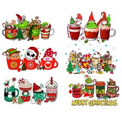 6 christmas coffee grinch bundle png, christmas coffee png