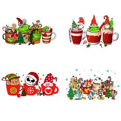 4 christmas coffee grinch bundle png, christmas coffee png
