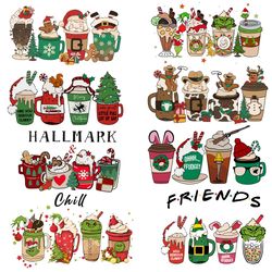 8 christmas coffee hallmark bundle png, christmas coffee png