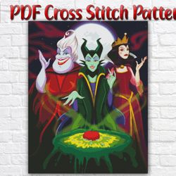 Villains Cross Stitch Pattern / Disney Cross Stitch Pattern / Maleficent PDF Cross Stitch Chart / Ursula Cross Stitch