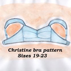 Wireless bra sewing pattern, Linen bra sewing pattern, Christine, Sizes 19-23, Cotton bra pattern, Bra pattern no wire