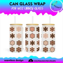 LIBBEY CAN GLASS WRAP_FOR 16OZ LIBBEY CLASS  Full Wrap | FLOWERS 16oz Libbey Glass Can