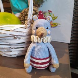 Cute crochet circus bear plush toy is the best gift