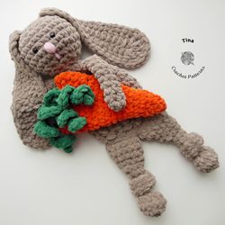 CROCHET PATTERN Bunny Snuggler with Carrot | Instant Download PDF | Crochet Baby Toy | Amigurumi | Crochet Snuggler