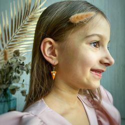 Pumpkin pie earrings are cute, funny trendy kids girly jewelry