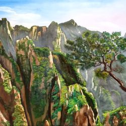 Mining painting with oil landscape oil paints 27*35 inches Chinese mountains work of art