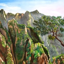 mining painting with oil landscape oil paints 27*35 inches chinese mountains work of art