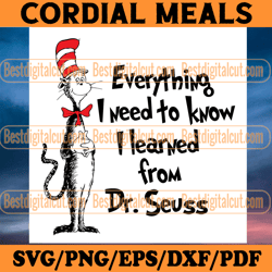 everything i need to know dr seuss svg, dr seuss svg, dr seuss quotes, be who you are, say what you feel, cat in the hat