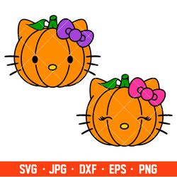 Hello Kitty Pumpkin Bundle Svg, Halloween Svg, Spooky Season Svg, Trick or Treat Svg, Cricut, Silhouette Vector Cut File