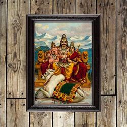 Shiva, Parvati and Ganesha enthroned on Mount Kailas. 679.