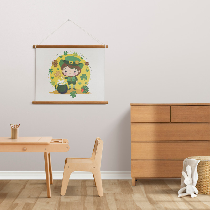 15 Leprechaun and shamrocks St Patrick day cross stitch PDF pattern created for Creative cross stitch shop for cozy home decor and gift.jpg