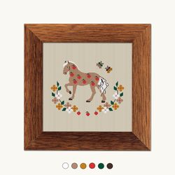 Horse in apples cross stitch pattern