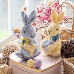 Bunny with hearts amigurumi pattern doll PDF