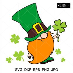 st patricks day svg, irish gnome with clover clipart png sublimation shirt design, shamrock lucky st paddys day