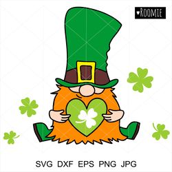 st patricks day irish gnome with clover svg clipart png sublimation shirt design, shamrock lucky st paddys day